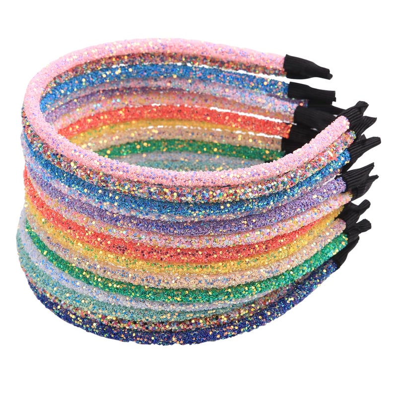 XIMA 14pcs Glitter Headbands for Girls Skinny Sparkle Hairbands Women Hair Loop Hair Accessories - Image 1
